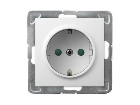 IMPRESJA Gniazdo pojedyncze z uziemieniem schuko z przesłonami torów prądowych biały GP-1YSP/m/00 OSPEL
