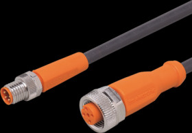 Sensor actuator cable, M8 cable plug, straight, A to M12 cable socket, straight, A, 5 pole/4 pole, 1 m, PUR, black, 3 A, EVC297