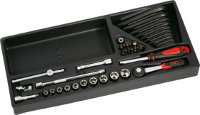 Zestaw nasadek rozmiar napędu 1/4 cala elementy: 34 SAM typ napędu Kwadratowy