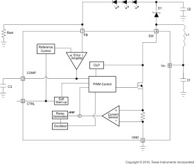 High brightness white LED driver in 2mm x 2mm QFN Package