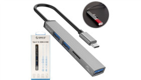 Orico Adapter 4W1 Hub Usb 3.1 Typ-C - 2X Usb 2.0 A + Usb 3.0 A + Czytnik Kart...