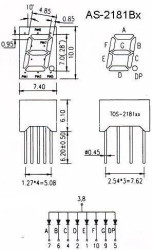 Wyświetlacz LED 7 segmentowy 0.28'' 7.2mm, 1 znak, niebieski, WA