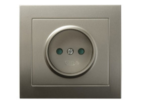 KIER Gniazdo pojedyncze z przesłonami torów prądowych satyna light GP-1WP/45 OSPEL