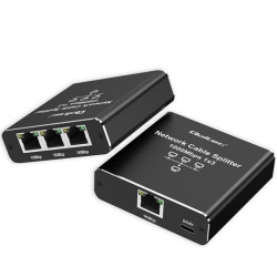 Qoltec Rozdzielacz Splitter Ethernet mini SWITCH 1x3 RJ45 1000Mb/s USB-C Aluminium