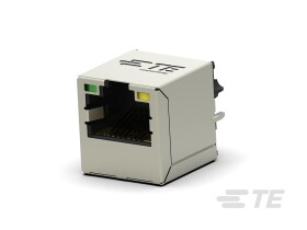Złącze RJ45, 2337993 Złącze RJ45 Żeńskie Otwór przelotowy Cat5 TE Connectivity Mosiądz niklowany Pionowy 8-żyłowe 2