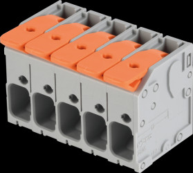 2606-1105/020-000 PCB clamp with push-in CAGE CLAMP, 7.5mm pitch, 6mm², 5-pole, an