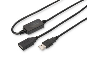 Kabel przedłużający USB 2.0 HighSpeed Typ USB A/USB A M/Ż aktywny czarny 15m DA-73101