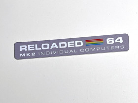 Commodore 64C 'Reloaded MK2' grey badge 0.5mm thick