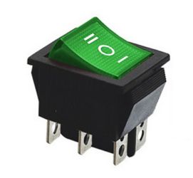 PRZEŁĄCZNIK KLAWISZOWY RS203-6C3G 15A/250V PODWÓJNY ON-OFF-ON ZIELONY (PRZEL511)