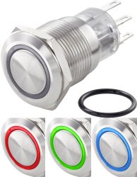 TRU COMPONENTS TC-7494624 Przełącznik wciskany, wandaloodporny TC-LAS1-AGQ-11E/42RGB/, 19 mm, 250 V/AC, 3 A, 1 szt.