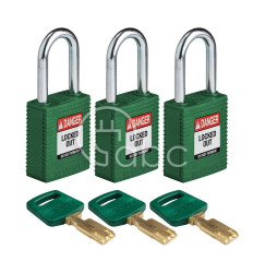 Kłódka LOTO SafeKey nylonowa, szekla stalowa 38 mm, zielona (3 szt.), 150341