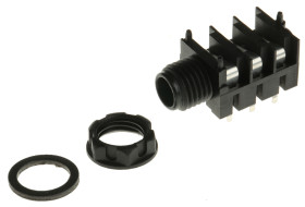 Złącze Jack 6,35 mm Żeński Stereo Montaż na płytce drukowanej Czarny 5A