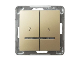 IMPRESJA Wyłącznik żaluzjowy z podświetleniem niebieskim z blokadą mechaniczną złoty metalik ŁP-7YBS/m/28 OSPEL