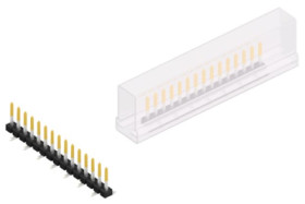 Pin header, 15 pole, pitch 2.54 mm, angled, black, SLLP5SMD06615SSM