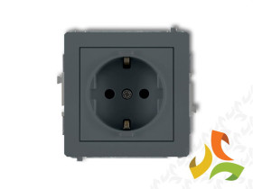 DECO Gniazdo pojedyncze z uziemieniem schuko (przesłony torów prądowych) grafitowy mat 28DGP-1sp KARLIK