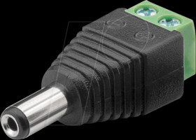 76747 Terminal Block 2-pin &gt; DC male (5.50 x 2.10 mm)