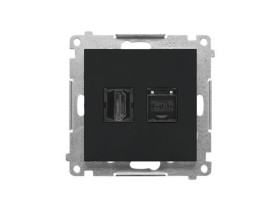 SIMON 55 Gniazdo HDMI + RJ45 kat.6. czarny mat TGHRJ45.01/149 KONTAKT SIMON