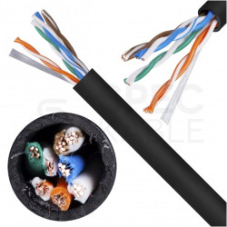Kabel sieciowy U/UTP kat.5e skrętka 4x2x0,48mm wewnętrzny PVC czarny linka Alantec