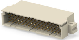 Male connector, type C, 48 pole, a-b-c, pitch 2.54 mm, press-in connection, angled, gold-plated, 354329-E