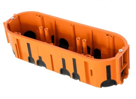 Puszka podtynkowa ProDuo potrójna, głęboka 60mm, fi68, łączeniowa, z wkrętami, wiatroszczelna , pomarańczowa, IP30 /A.0093/