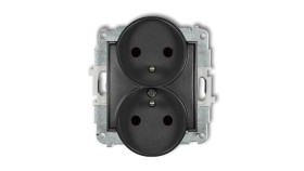 Icon Mechanizm Gniazda Podwójnego Do Ramki Z Uziemieniem 2X(2P+Z) (Przesłony...