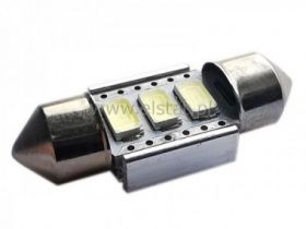 Żarówka sam. 3 LED SMD 12V ( radiator ) biała C5W
