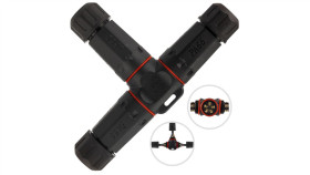 Mufa Hermetyczna Z Dławikami 5X4mm2 Ip68 Pa66 250V Trójnik T Czarna Neku