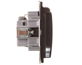 IMPRESJA Gniazdo bryzgoszczelne z/u Schuko IP44 z przesłonami klapka przezroczysta antracyt GPH-1YSP/m/50/d