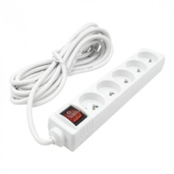 Przedłużacz 5 gniaz. 5m z/u z wyłącznikiem BIAŁY