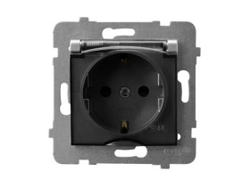 ARIA Gniazdo hermetyczne z uziemieniem schuko IP-44 wieczko przezroczyste srebro GPH-1US/m/18/d OSPEL