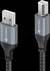 SPC-U010-050 USB 2.0 cable, A plug to B plug, textile, 5.0 m