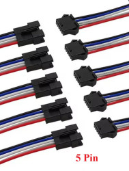 KOMPLET ZŁĄCZ JST 2.54mm 5-pin GNIAZDO + WTYK Z KABLEM 5X 20CM (PLKAB-JST-5)