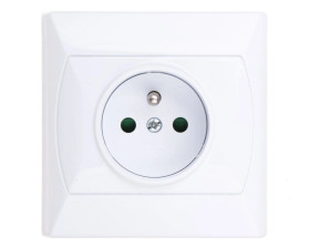 AKCENT Gniazdo pojedyncze z/u z przesłonami białe GP-1AZP/00