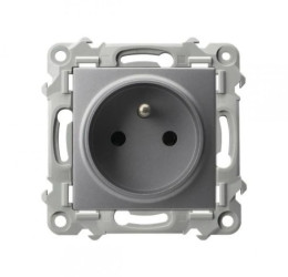 SZAFIR Gniazdo pojedyncze z uziemieniem szary mat GP-1ZZ/m/70