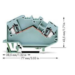 WAGO 781-601 2-conductor Through Terminal Block Grey