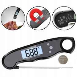 TERMOMETR KUCHENNY SUPER SZYBKI POMIAR LCD DO ŻYWNOŚCI MIĘSA STEKÓW czarny