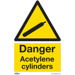 Worksafe SS63P1 Warning Safety Sign - Danger Acetylene Cylinders - Rigid Plastic