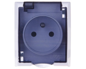 FALA Gniazdo hermetyczne pojedyncze z/u IP44 klapka przezroczysta białe GNH-1HZ/00/d