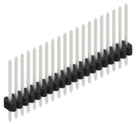 Pin header, 20 pole, pitch 1.27 mm, straight, black, 10060490