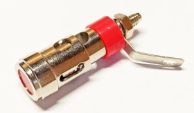 Gniazdo bananowe złote montaż ze sprężyną czerwony