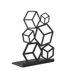 Podpórka do książek czarna metalowa sześciany 3D stojak