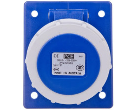 Gniazdo tablicowe skośne 16A 3P 230V /80x97/ niebieskie IP67 4132-6F8
