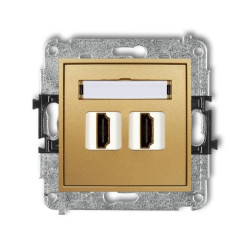 MINI Mechanizm gniazda podwójnego HDMI 2.0 złoty 29MHDMI-4