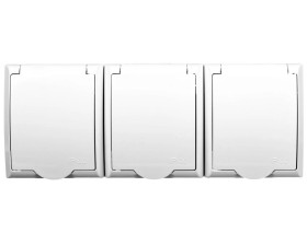 FALA Gniazdo hermetyczne potrójne z/u IP44 klapka biała GNH-3HZ/00/w