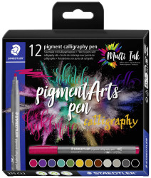 Staedtler Flamaster pigment calligraphy pen 375 C12 różne kolory 2 mm 12 szt.
