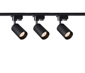 Szynoprzewód 2m czarny + 3x Lampa MALGA T Black + Końcówka zasilająca czarna + Zaślepka czarna