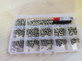 530 pcs M2, M2.5, M3 Standard Flat Screws, Bolts and Nuts Kit