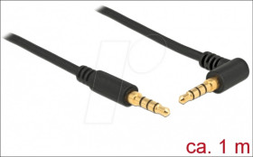 85610 Stereo Jack Cable 3.5 mm 4 pin male &gt; male angled 1 m