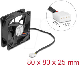 67296 Axial Fan 12 V DC, 80 x 80 x 25 mm black