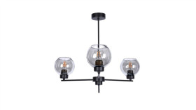 Lampa Sufitowa Aldar Czarna Z Trzema Ramionami, Szklane Klosze Na E27 K-4851...